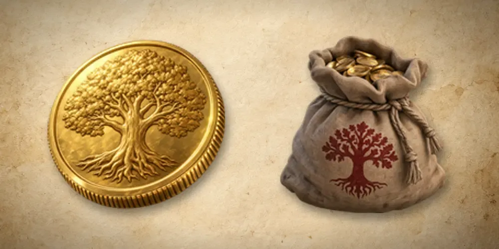 A Coin and a bag of Gold