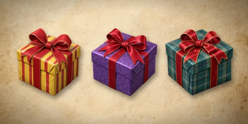 Three wrapped gifts